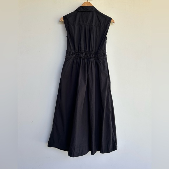 Anthropologie Maeve Button Down Midi Shirt Dress Cinch Tie Waist Navy Womens XXS - Picture 5 of 12